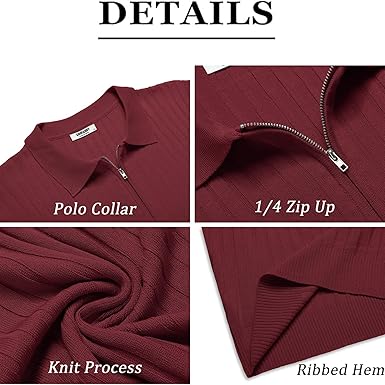 Zipper Polo Shirt Sleeve MAROON