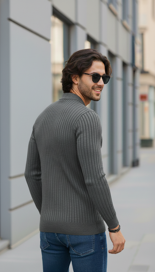 Metal Grey Zipper Full Sleeve Old Money