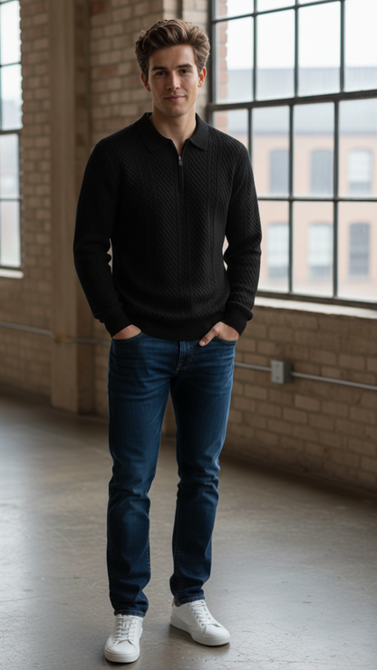 Black Designer Zipper Old Money