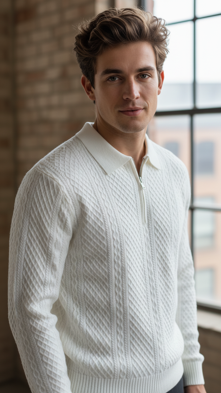 White Designer Zipper Old Money