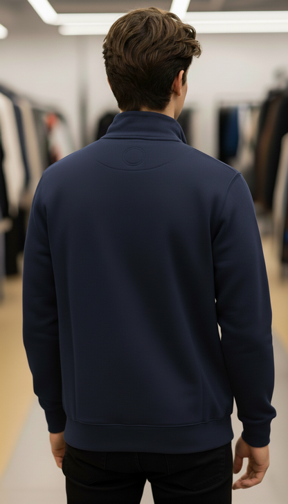 Stylish Quarter Zipper Navy-Blue