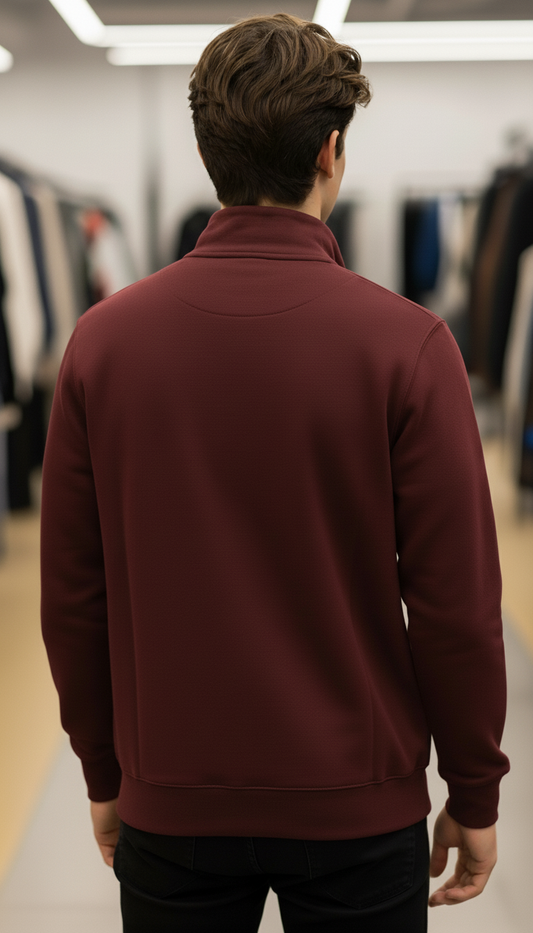 Stylish Quarter Zipper Maroon