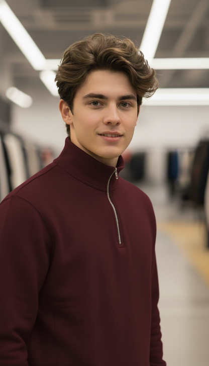 Stylish Quarter Zipper Maroon