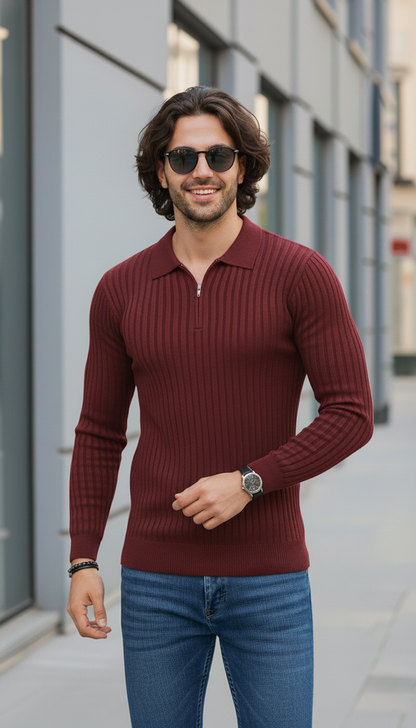 Maroon Zipper Full Sleeve Old Money